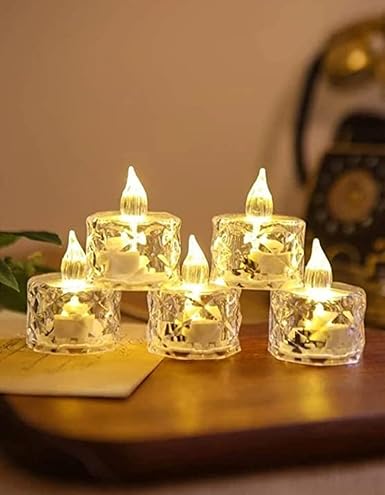 VRB Dec 6 Pcs Acrylic Flameless & Smokeless Decorative Candles