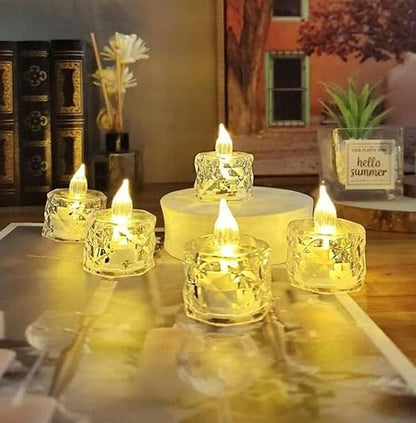 VRB Dec 6 Pcs Acrylic Flameless & Smokeless Decorative Candles