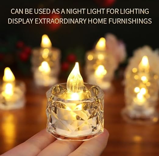 VRB Dec 6 Pcs Acrylic Flameless & Smokeless Decorative Candles