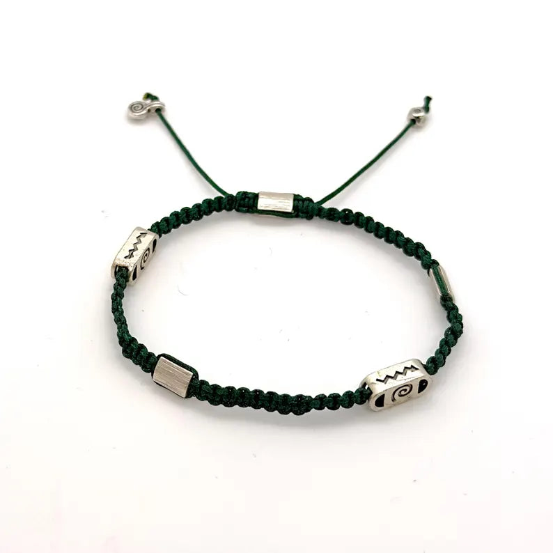 Handcrafted Minimalist Macrame Bracelet Silver Plated